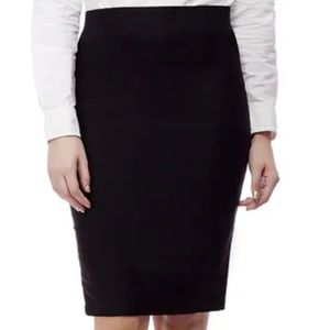 Calvin Klein pencil skirt, black pinstripes, size 6.